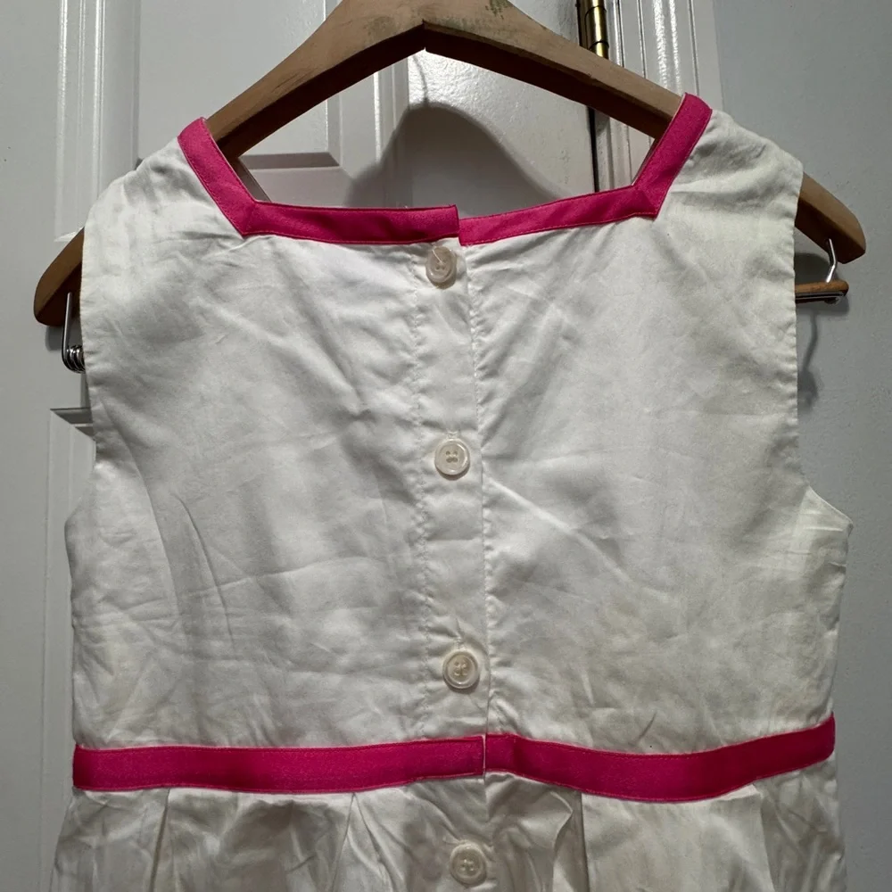 Rachel Riley White Dress with Pink and Yellow Trim